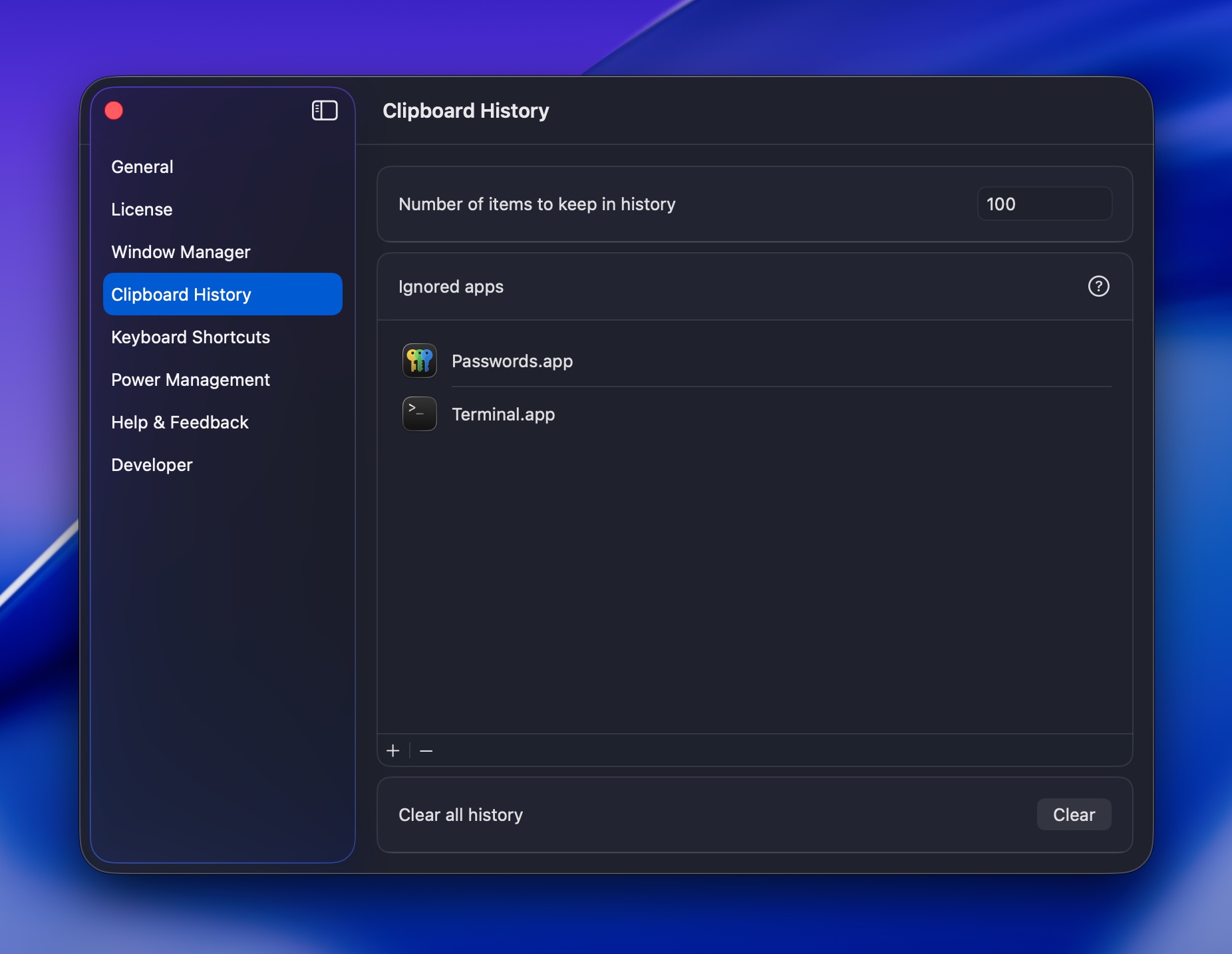 Clipboard History Blacklist